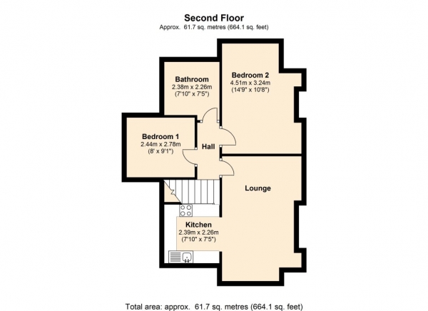 Floor Plan Image for 2 Bedroom Flat to Rent in Stunning Flat in Period Conversion, Brondesbury