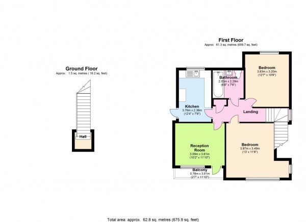 Floor Plan for 2 Bedroom Flat to Rent in Hampstead Garden Suburb, N2, 0JS - £485 pw | £2100 pcm