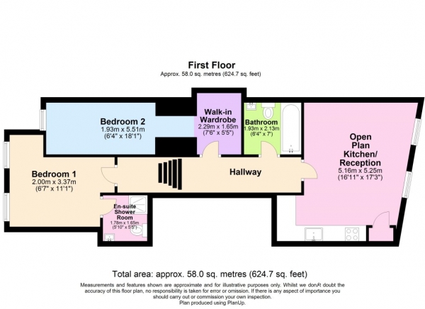 Floor Plan Image for 2 Bedroom Flat to Rent in Two Bed Two Bath on South-West of Finchley Road