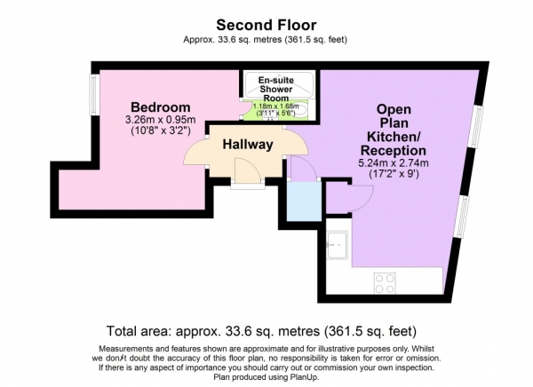 Floor Plan Image for 1 Bedroom Flat to Rent in Spacious Recently Refurbished 1 Bedroom Apartment