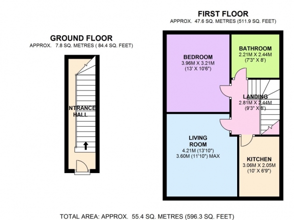 Floor Plan Image for 1 Bedroom Flat to Rent in BRIGHT AND AIRY FLAT IN HENDON