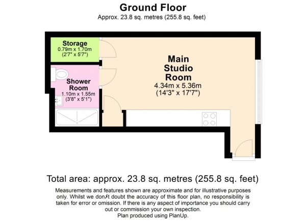 Floor Plan Image for Studio Flat to Rent in Recently Refurbished Studio flat in Temple Fortune