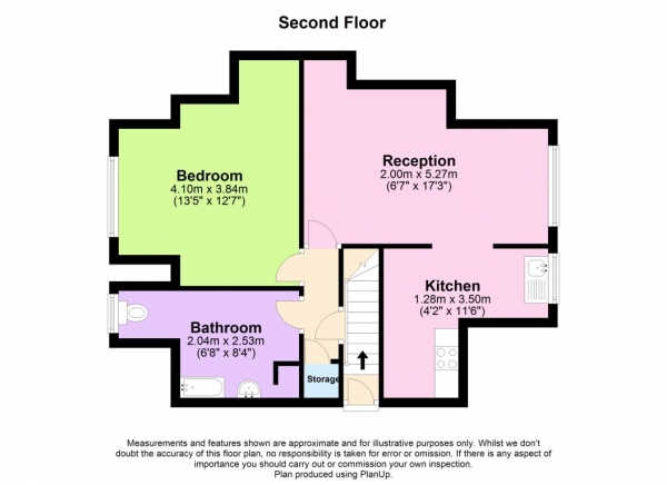 Floor Plan Image for 1 Bedroom Flat to Rent in Stunning 1 bed in Fantastic Muswell Hill Area