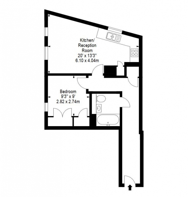 Floor Plan Image for 1 Bedroom Flat to Rent in BRIGHT, SPACIOUS AND MODERN 1 DOUBLE BEDROOM FLAT