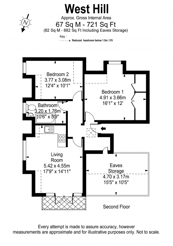 Floor Plan Image for 2 Bedroom Flat to Rent in West Hill, London