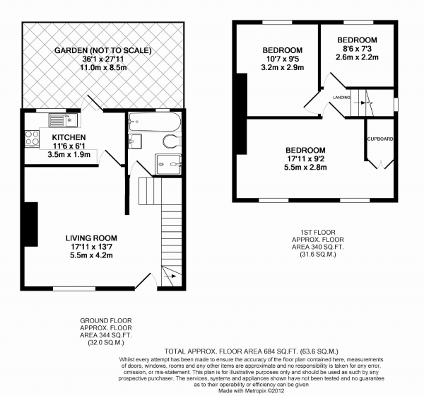 Floor Plan Image for 3 Bedroom End of Terrace House for Sale in Pleasance Road, London