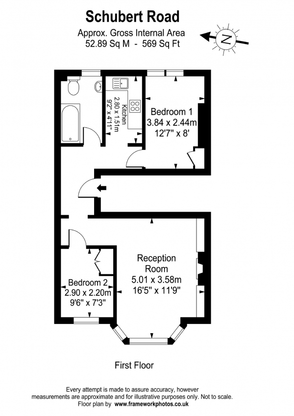 Floor Plan Image for 2 Bedroom Flat for Sale in Schubert Road, London