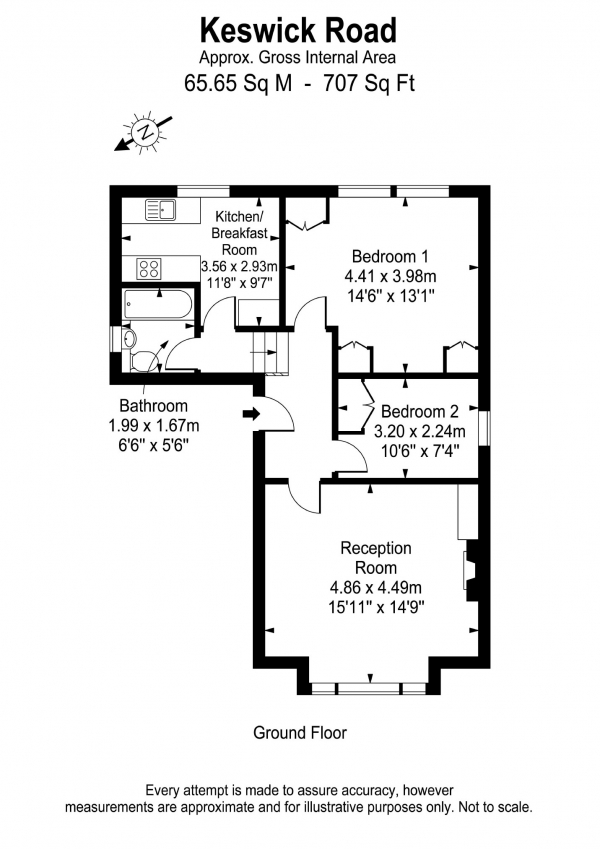 Floor Plan Image for 2 Bedroom Flat for Sale in Keswick Road, London