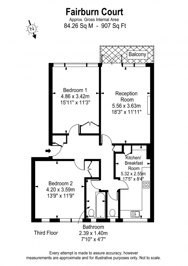 Floor Plan Image for 2 Bedroom Flat for Sale in St Johns Avenue, London