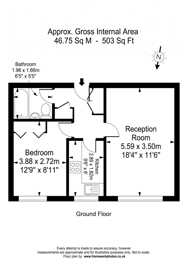 Floor Plan Image for 1 Bedroom Flat for Sale in West Hill, London