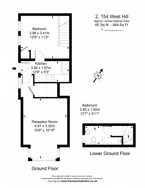 Floor Plan Image for 1 Bedroom Flat for Sale in West Hill, London