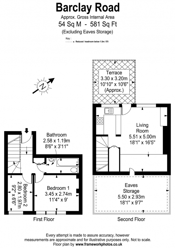 Floor Plan Image for 2 Bedroom Flat to Rent in Barclay Road, London