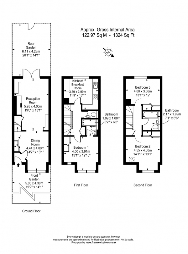 Floor Plan Image for 3 Bedroom Terraced House to Rent in Trinity Road, London