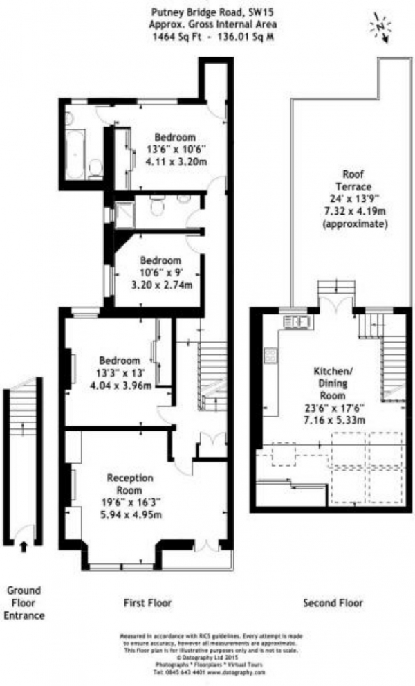 Floor Plan for 3 Bedroom Maisonette to Rent in Putney Bridge Road, London, SW15, 2NZ - £681 pw | £2950 pcm