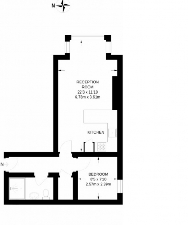 Floor Plan Image for 1 Bedroom Flat to Rent in Keswick Road, London