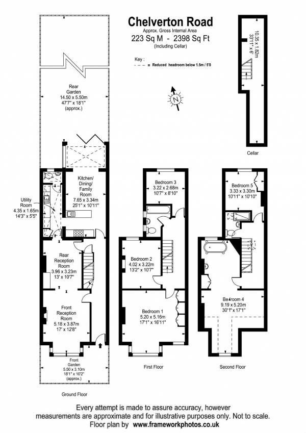 Floor Plan for 5 Bedroom Property to Rent in Chelverton Road, London, SW15, 1RL - £1038 pw | £4500 pcm