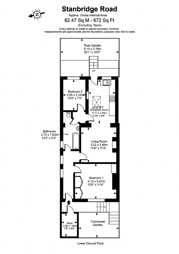 Floor Plan Image for 2 Bedroom Maisonette to Rent in Stanbridge Road, London