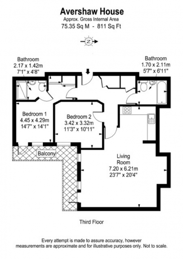 Floor Plan Image for 2 Bedroom Apartment to Rent in Chartfield Avenue, London