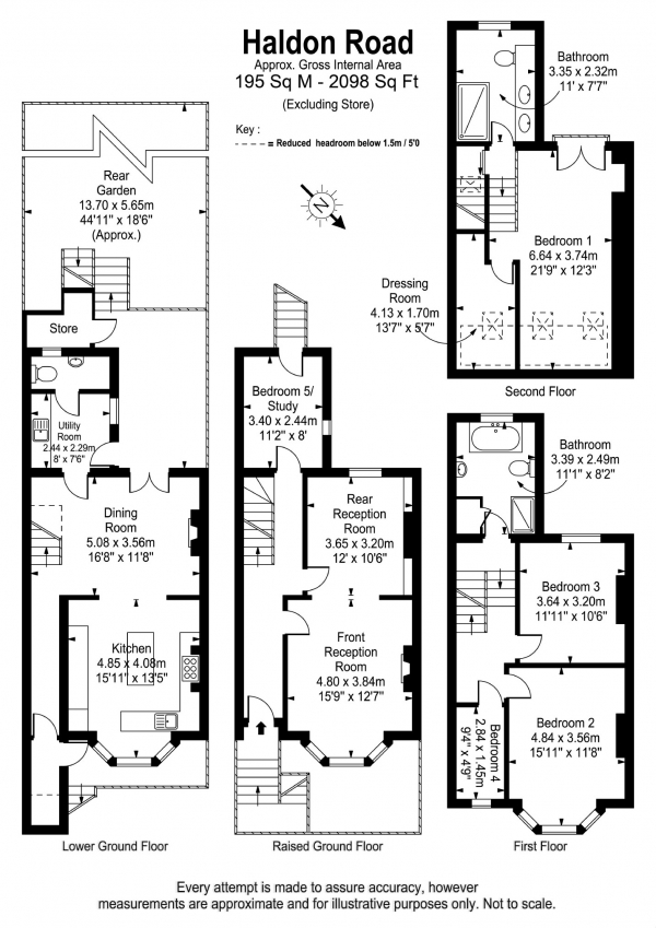 Floor Plan Image for 4 Bedroom Terraced House to Rent in Haldon Road, London