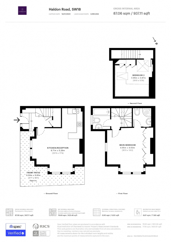 Floor Plan Image for 2 Bedroom Flat to Rent in Haldon Road, Putney