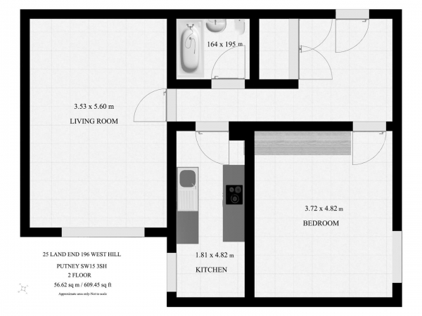 Floor Plan Image for 1 Bedroom Apartment to Rent in Lane End. West Hill London