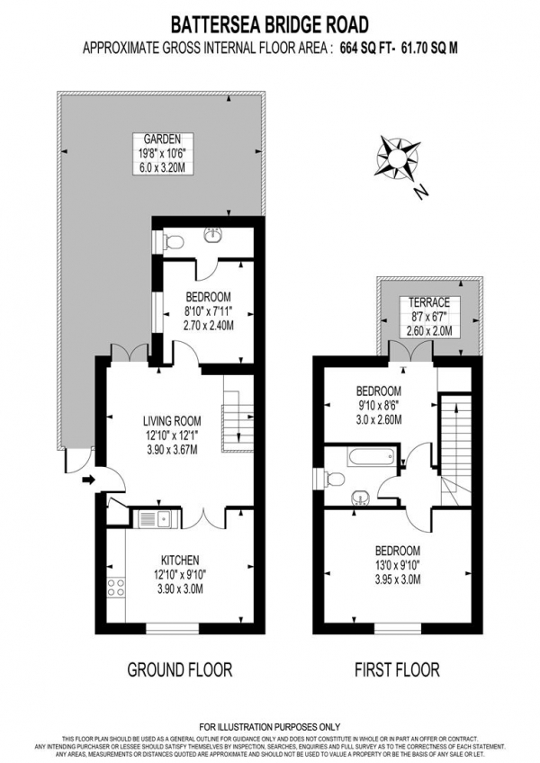 Floor Plan Image for 3 Bedroom Property to Rent in Battersea Bridge Road, London