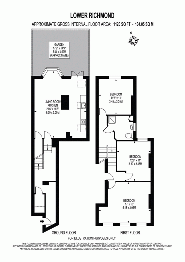 Floor Plan Image for 3 Bedroom Flat to Rent in Lower Richmond Road, London