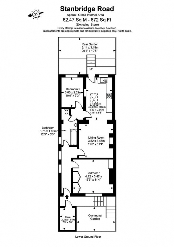 Floor Plan Image for 2 Bedroom Flat to Rent in Stanbridge Road, London