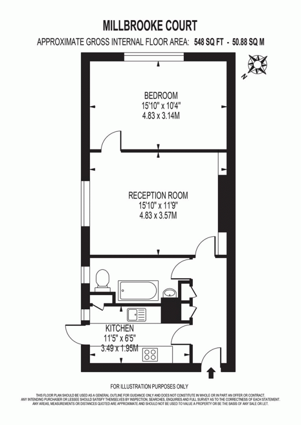 Floor Plan Image for 1 Bedroom Apartment to Rent in Keswick Road, London