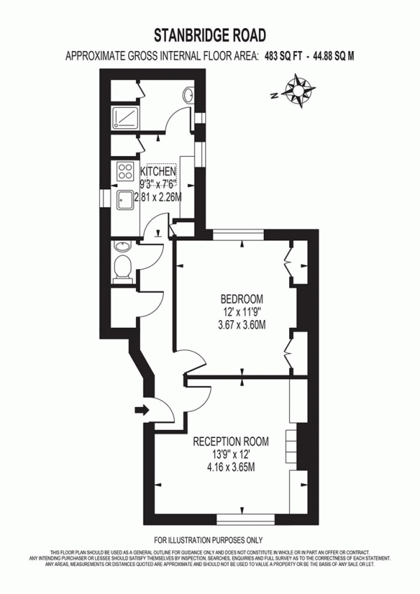 Floor Plan Image for 1 Bedroom Flat to Rent in Stanbridge Road, London