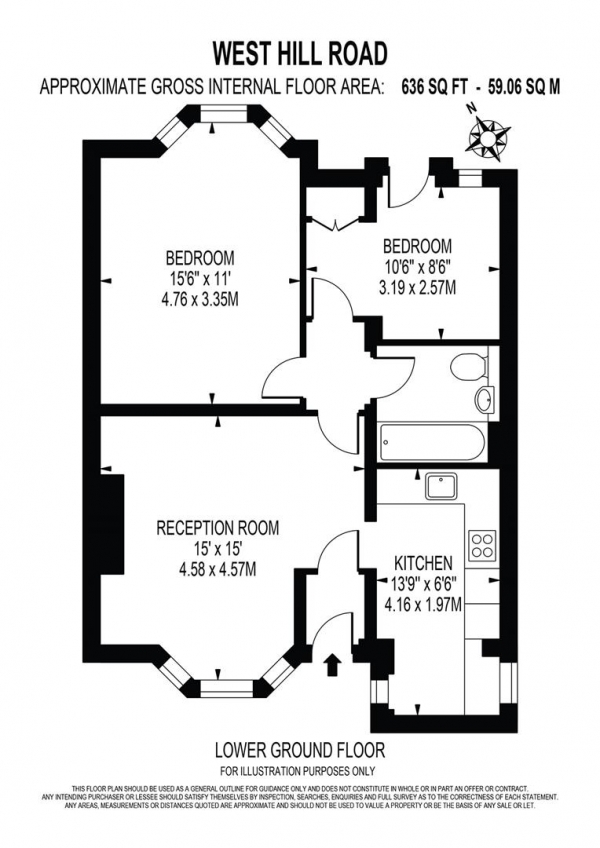 Floor Plan Image for 2 Bedroom Flat to Rent in West Hill Road, London