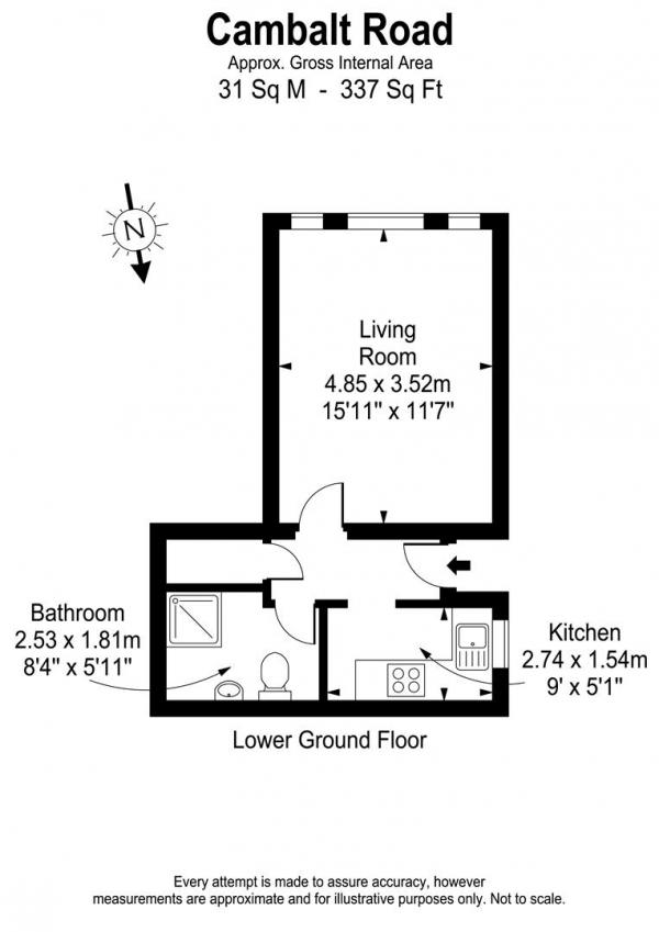 Floor Plan for Apartment for Sale in Cambalt Road, London, SW15, 6EW - Guide Price &pound265,000