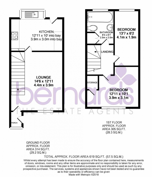 Floor Plan for 2 Bedroom Terraced House to Rent in Laurus Close, Waterlooville, PO7, 8EZ - £219 pw | £950 pcm