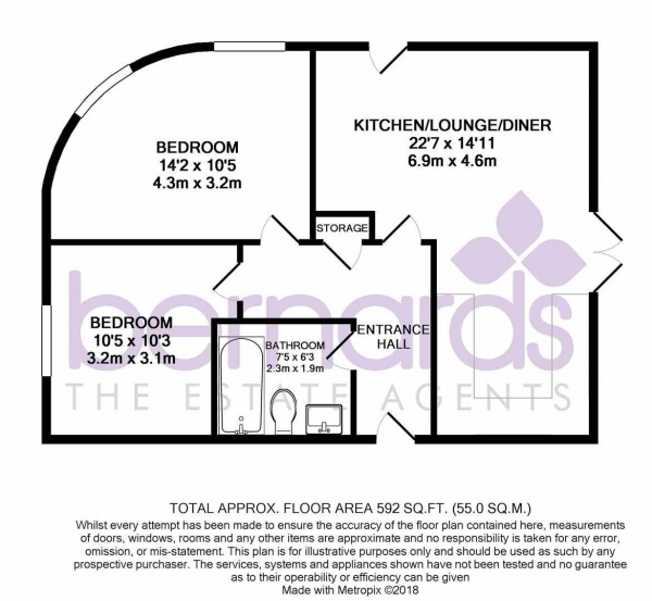 Floor Plan Image for 2 Bedroom Flat for Sale in Coxes Coppice