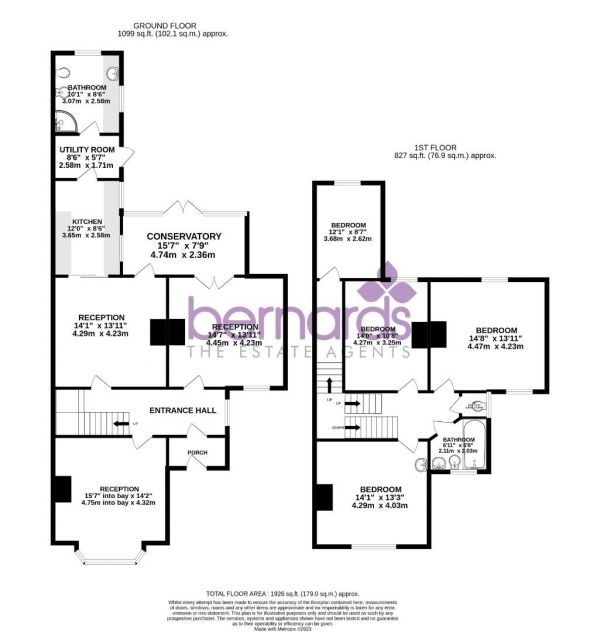 Floor Plan for 4 Bedroom Semi-Detached House for Sale in Billett Avenue, Waterlooville, PO7, 7SZ - Guide Price &pound550,000