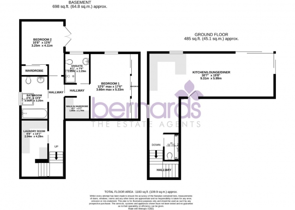 Floor Plan Image for 2 Bedroom Detached House for Sale in London Road, Clanfield