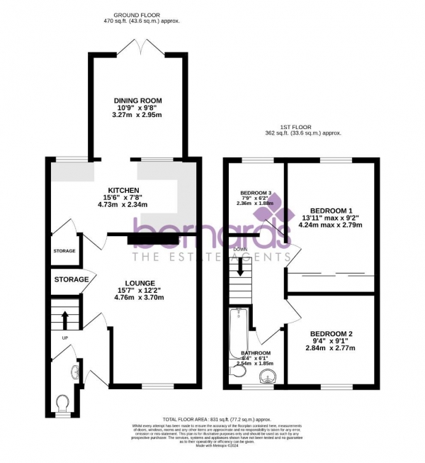 Floor Plan Image for 3 Bedroom End of Terrace House for Sale in Damask Gardens, Waterlooville