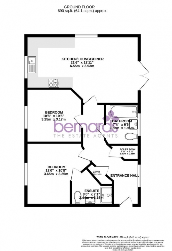 Floor Plan for 2 Bedroom Flat for Sale in Malthouse Way, Old Brewery, Horndean, PO8, 0SZ - Offers in Excess of &pound250,000