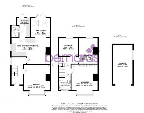 Floor Plan for 3 Bedroom Detached House for Sale in Westbrook Grove, Waterlooville, PO7, 5HX - Guide Price &pound400,000