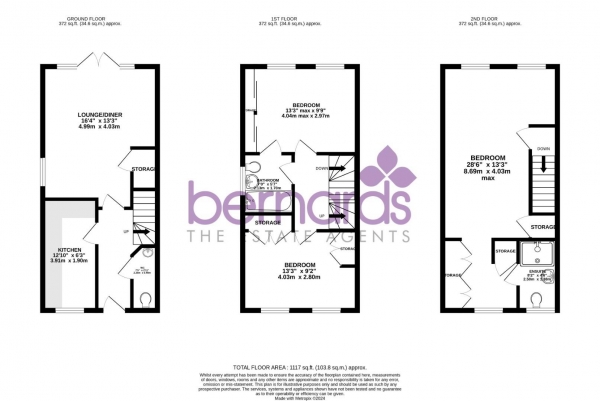 Floor Plan Image for 3 Bedroom Town House for Sale in Bailey Road, Waterlooville