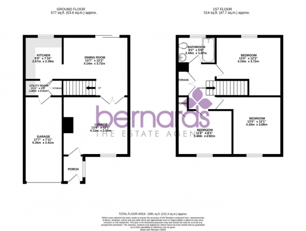 Floor Plan Image for 3 Bedroom Terraced House for Sale in The Coppice, Waterlooville