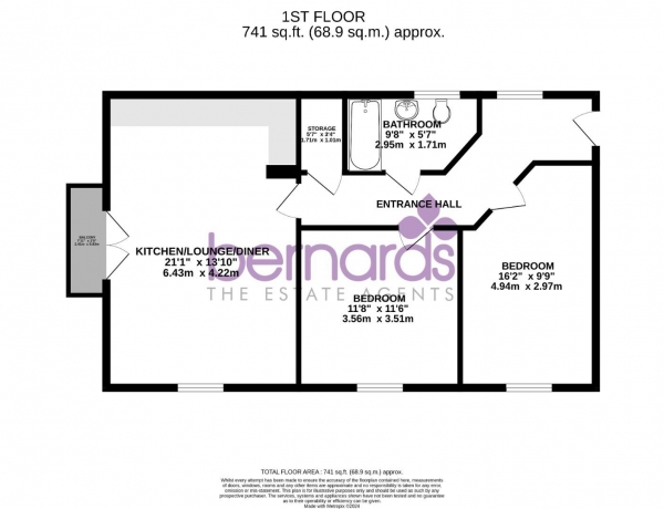 Floor Plan Image for 2 Bedroom Flat for Sale in Manx Close, Waterlooville