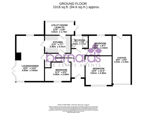 Floor Plan Image for 3 Bedroom Detached Bungalow for Sale in Milton Road, Waterlooville