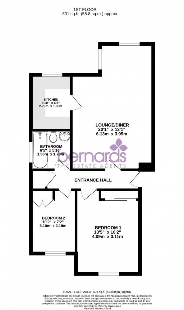 Floor Plan Image for 2 Bedroom Flat for Sale in Elm Grove, Hayling Island