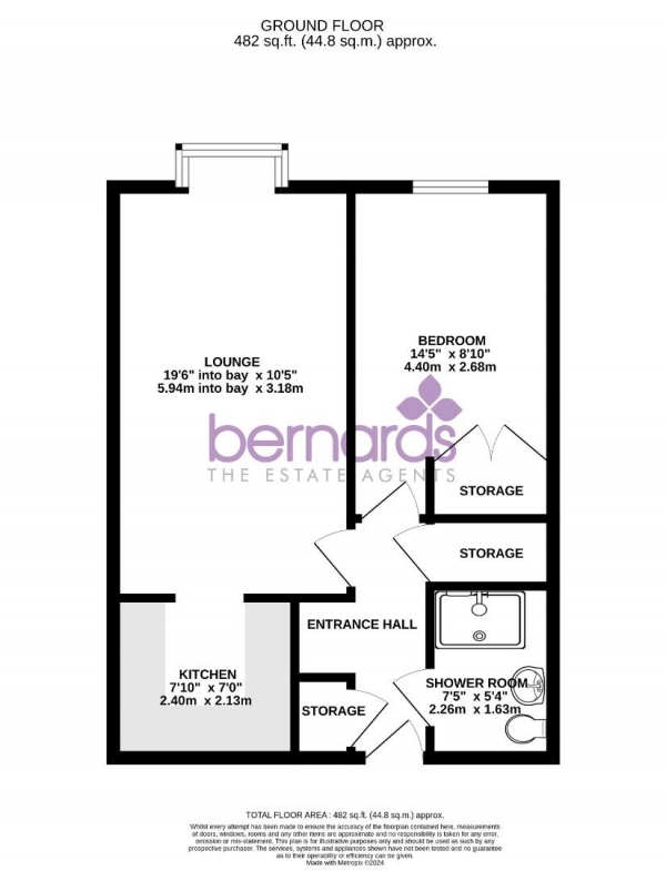 Floor Plan Image for 1 Bedroom Retirement Property for Sale in Holman Close, Waterlooville