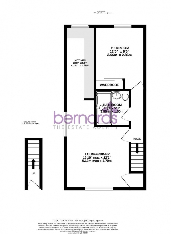 Floor Plan Image for 1 Bedroom Maisonette for Sale in Othello Drive, Waterlooville