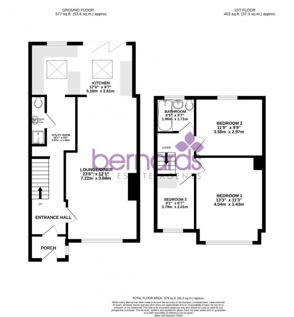 Floor Plan Image for 3 Bedroom Semi-Detached House for Sale in Greenfield Crescent, Waterlooville