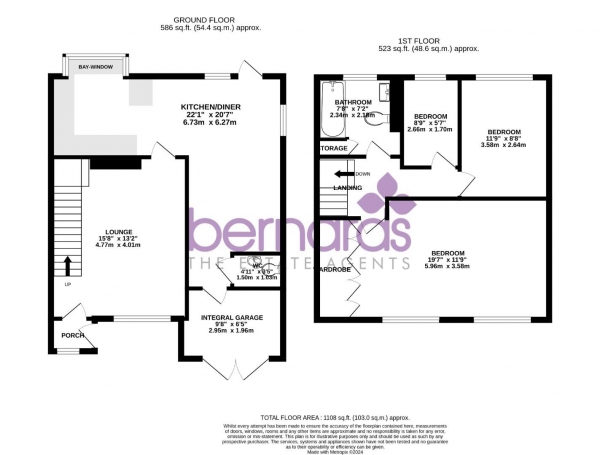 Floor Plan Image for 3 Bedroom Semi-Detached House for Sale in Covert Grove, Waterlooville