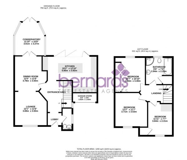 Floor Plan Image for 3 Bedroom Detached House for Sale in Princess Gardens, Waterlooville