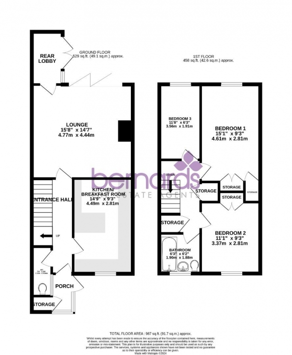 Floor Plan Image for 3 Bedroom End of Terrace House for Sale in Hector Close, Waterlooville